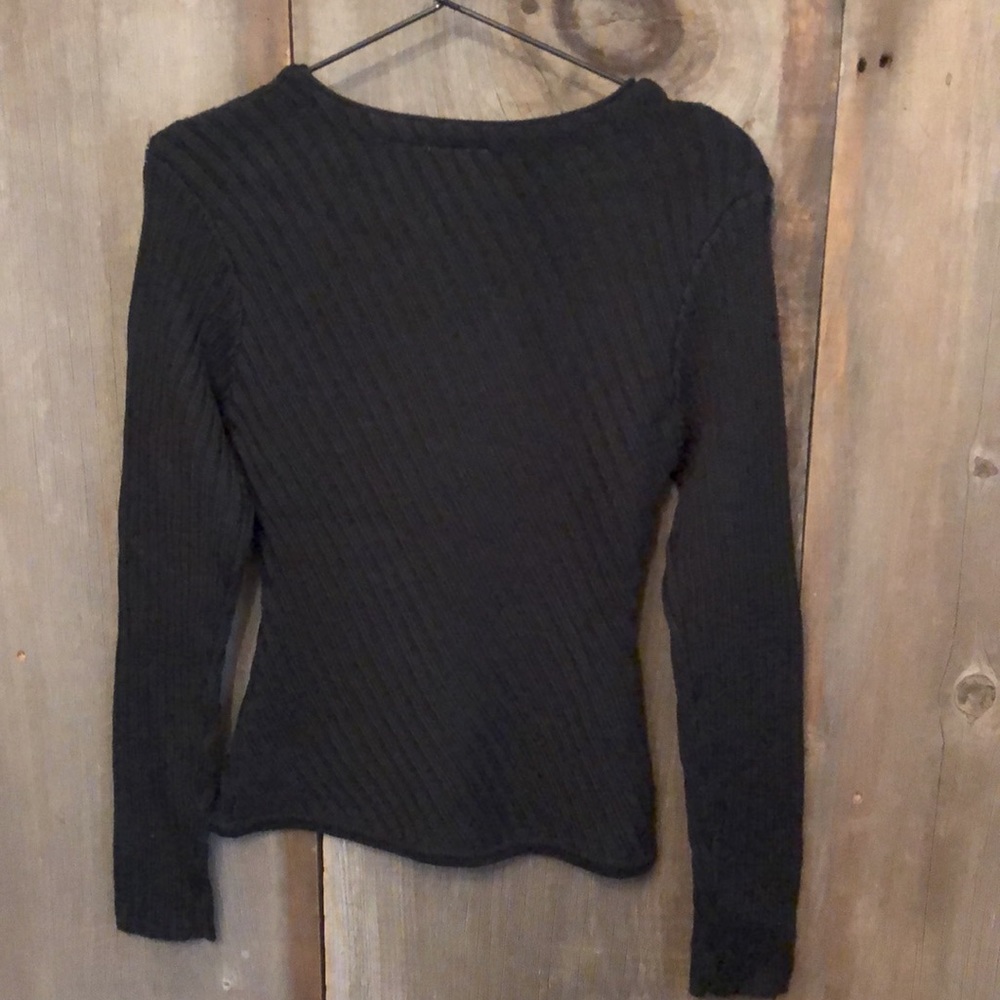 Moda International Black Ribbed Sweater Size Medium - Picture 4 of 11